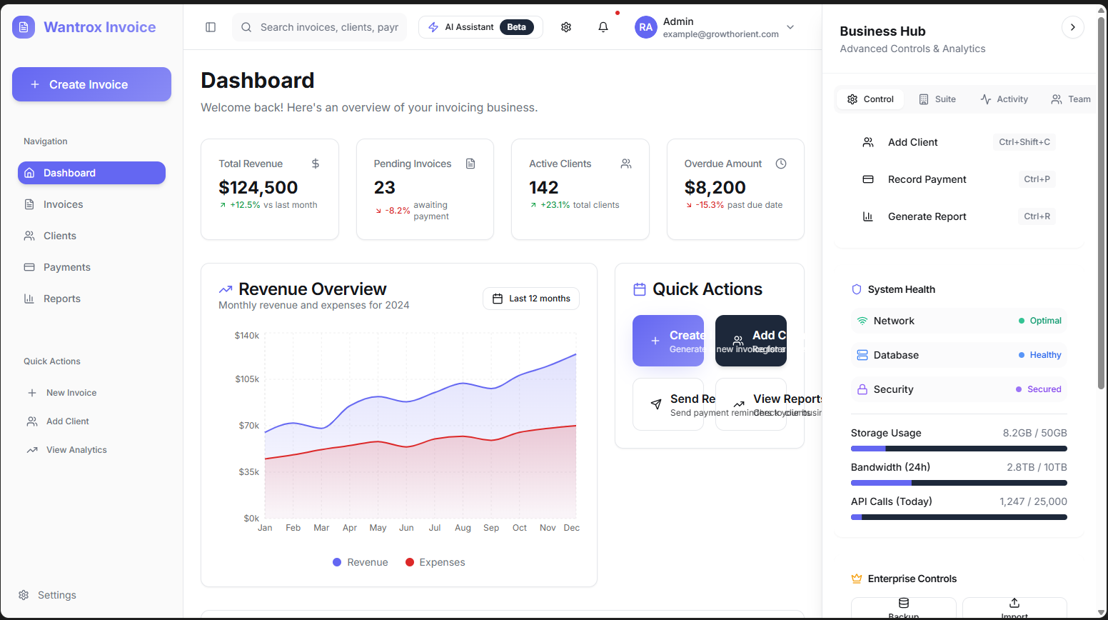 Wantrox Invoice Interface