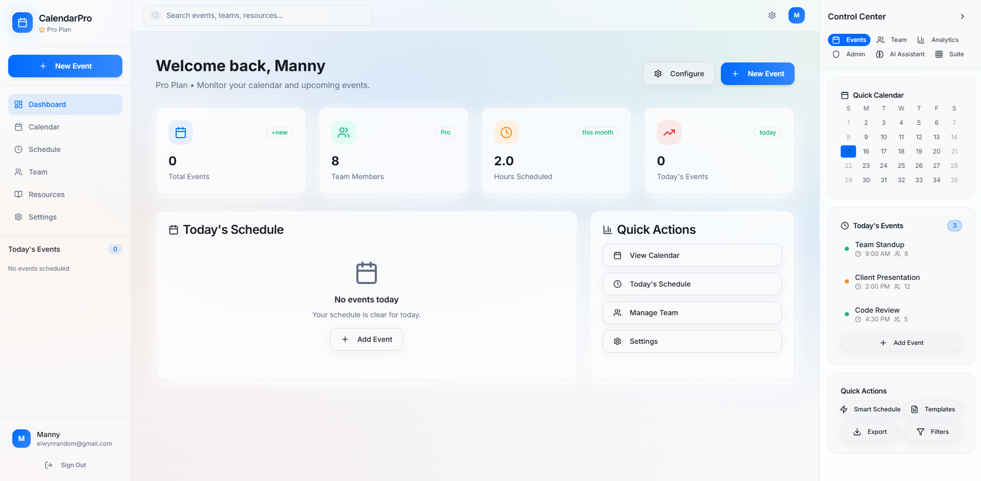 Wantrox Calendar Interface